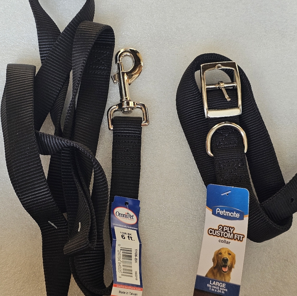 Dog Leash + Collar Set LARGE NEW